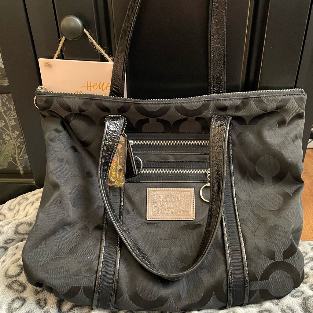 Coach Vintage Poppy Black And Silver Bag